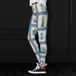 Nautiska flottor | Blå fyrverkeripjäs Frakt Wheel Leggings