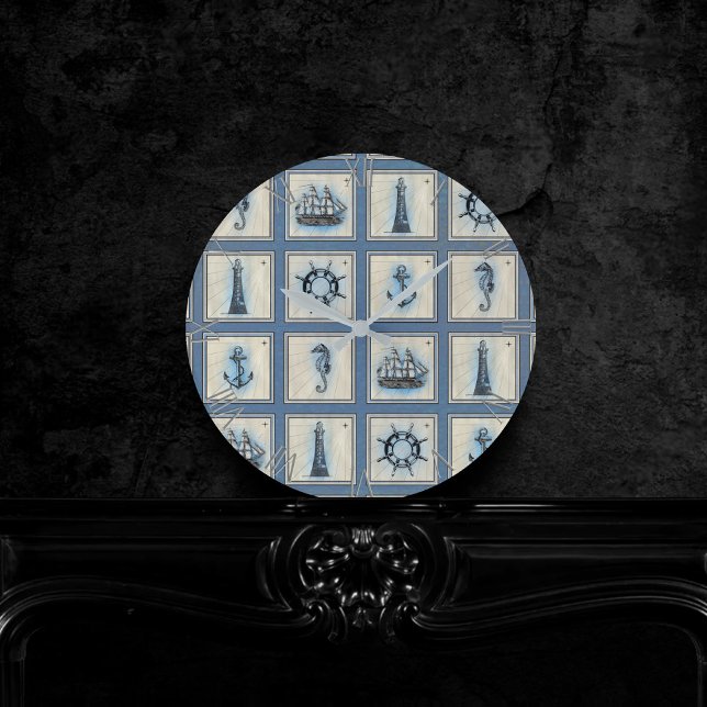 Nautiska flottor | Blå fyrverkeripjäs Frakt Wheel Rund Klocka (Skapare uppladdad)