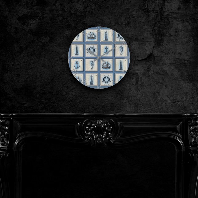 Nautiska flottor | Blå fyrverkeripjäs Frakt Wheel Rund Klocka (Skapare uppladdad)