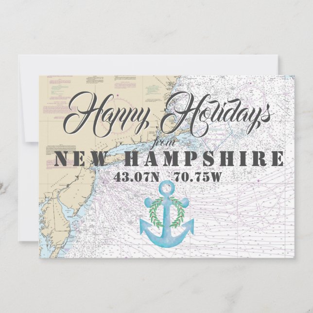 Nautiska God Jul från New Hampshire Julkort (Framsida)