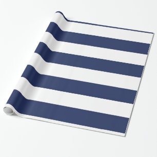 Nautiska görade randig blått och vit slå in pap presentpapper