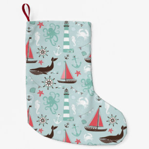 Nautiska havblått och steg liten julstrumpa