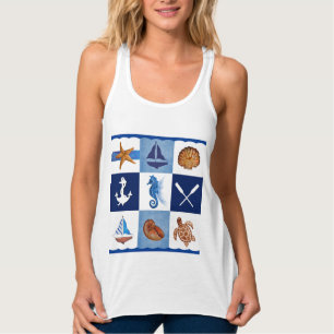Nautiska havdesigner linne med racerback