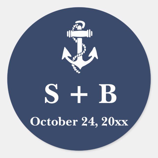 Nautiska havsviken Bröllop Runt Klistermärke (Framsida)