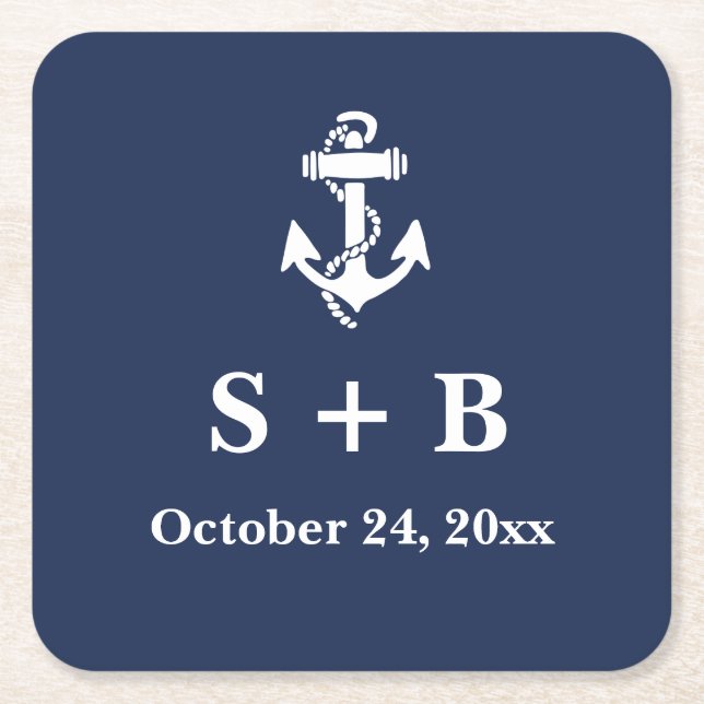 Nautiska havsviken Bröllop Underlägg Papper Kvadrat (Framsidan)