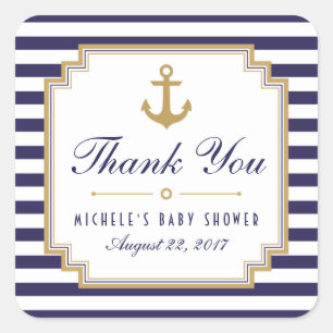 Nautiska klistermärkear för baby showertackfavörer fyrkantigt klistermärke
