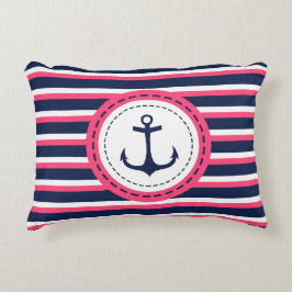 Nautiska marinblåa shock rosarandar ankrar design prydnadskudde