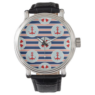 Nautiska randar och pricker mönster armbandsur