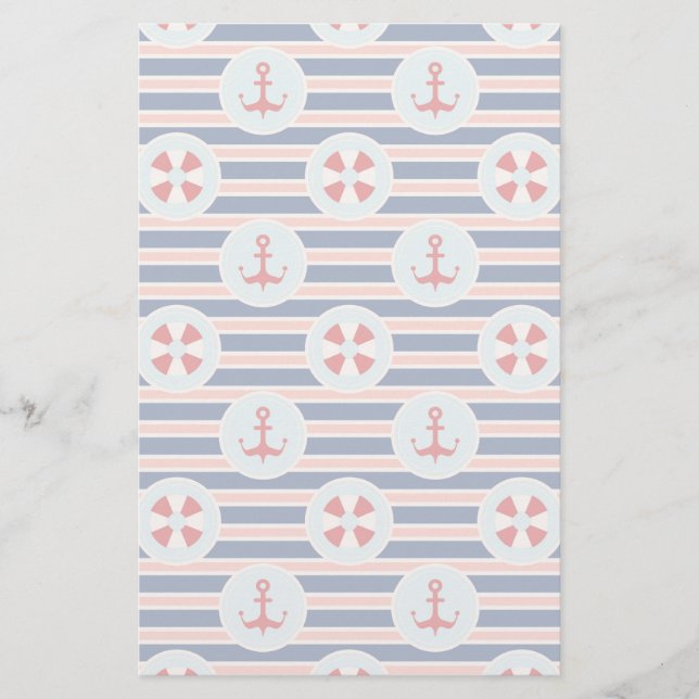 Nautiska randar och pricker mönster brevpapper (Framsida)