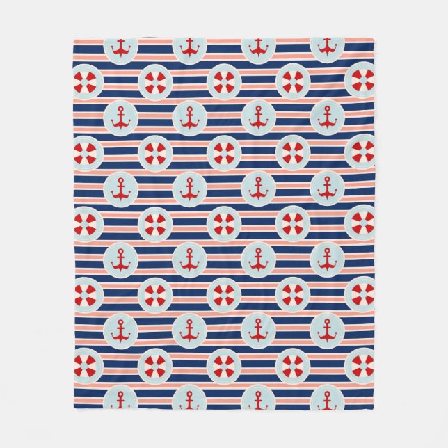 Nautiska randar och pricker mönster fleecefilt (Framsidan)