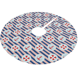 Nautiska randar och pricker mönster julgransmatta borstad polyester