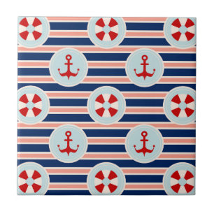 Nautiska randar och pricker mönster kakelplatta