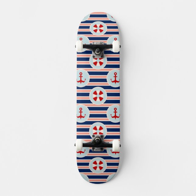 Nautiska randar och pricker mönster skateboard bräda 21,5 cm (Framsida)