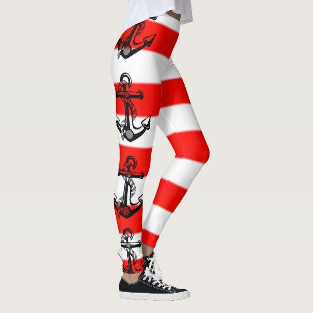 Nautiska randiga ankare leggings (Höger)
