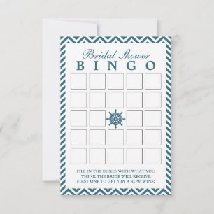 Nautiska Ror Sicksack Bröllopsdusch Bingo Kort