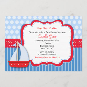 Nautiska Saiboat baby showerinbjudningar Inbjudningar