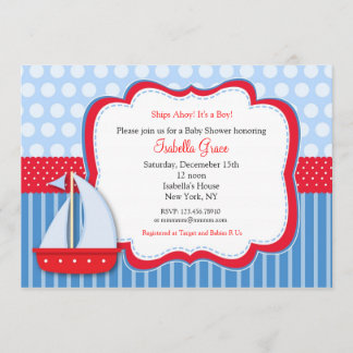 Nautiska Saiboat baby showerinbjudningar Inbjudningar