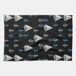 Nautiska segelbåtar och ankrar kökshandduken kökshandduk