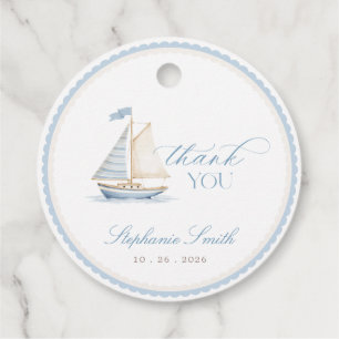 Nautiska segelbåtspojke Baby Shower Fördelningsmär Gåvor Etiketter