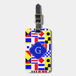 Nautiska signalflaggor Royal Quatrefoil Monogram Bagagebricka
