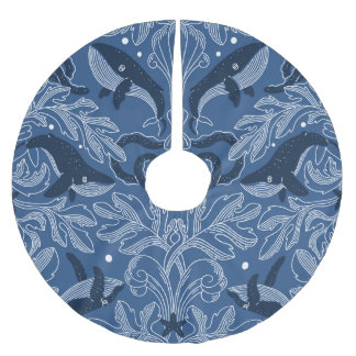 Nautiska valar, damm struktur mönster. julgransmatta borstad polyester