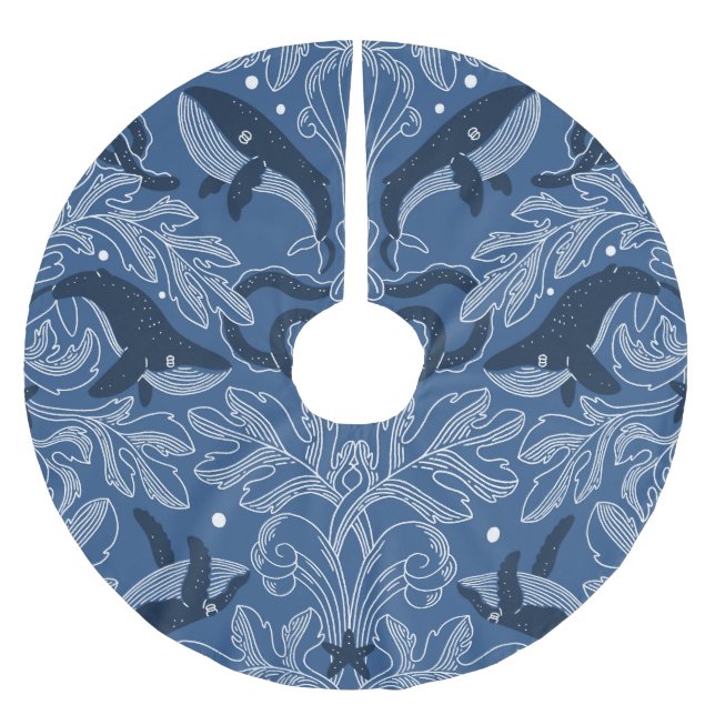 Nautiska valar, damm struktur mönster. julgransmatta borstad polyester (Framsidan)