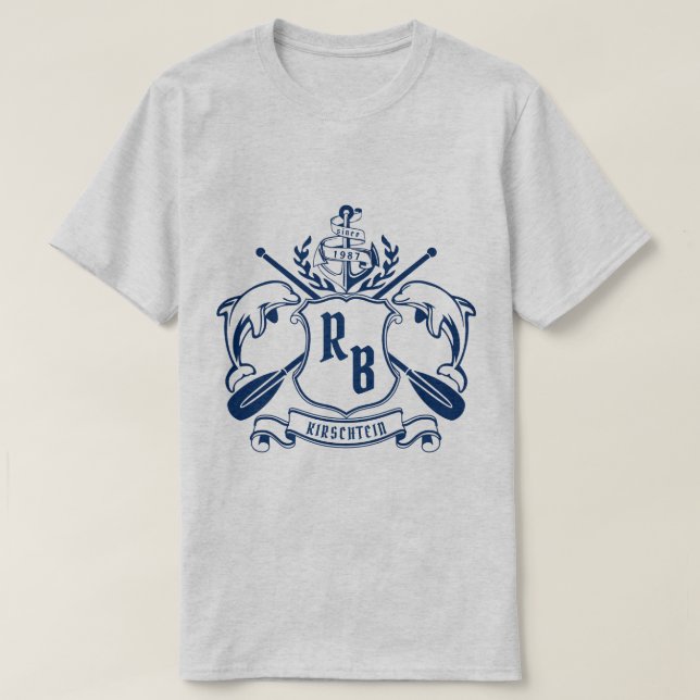 Nautiska vapenskölddelfiner ankrar Oars som lagrar T Shirt (Design framsida)
