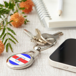 Nautiskt alfabet för Monogrambrev C (Charlie) Ovalt Silverfärgad Nyckelring