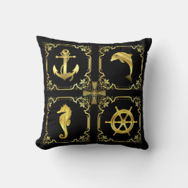 Nautiskt ankare/segelbåt/hjul/fyr/delfin+ kudde