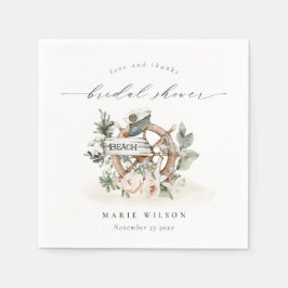 Nautiskt Ankarhjul Bladrik Blommig Bröllopsdusch Pappersservett