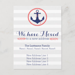 Nautiskt ankra adressändring meddelande vykort