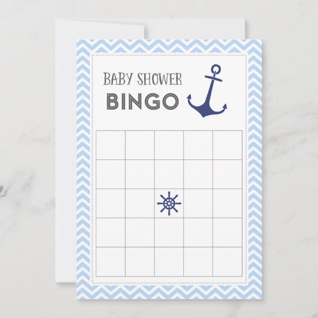 Nautiskt ankra baby showerBingokortet Inbjudningar (Framsida)