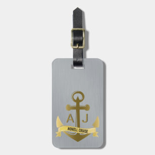 Nautiskt ankra den metalliska monogramen för bagagebricka