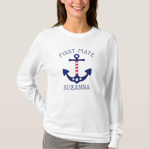 Nautiskt ankra den patriotiska första kompisen t shirt