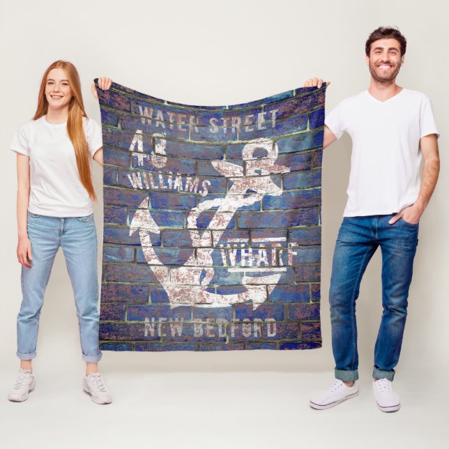 Nautiskt ankra det bekymrade tegelstenefternamn fleecefilt (På plats)