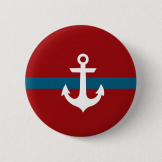 Nautiskt ankra emblem knäppas - marinblått & rött knapp