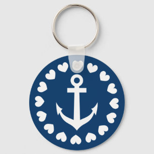 Nautiskt ankra keychain marinblå och vit nyckelring