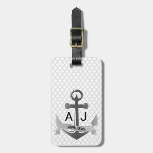 Nautiskt ankra kryssningsemesterQuatrefoil silver Bagagebricka