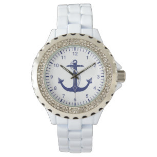 Nautiskt ankra marinblått armbandsur
