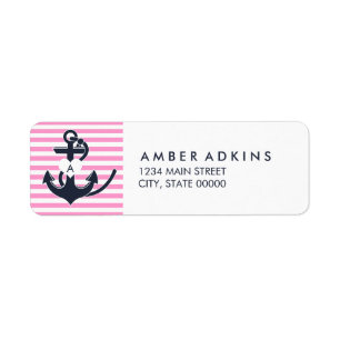 Nautiskt ankra Monogramreturadressetiketten Returadress Etikett