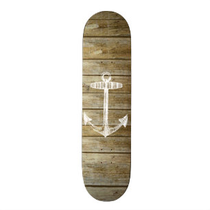 Nautiskt ankra på wood grafiskt mini skateboard bräda 18,7 cm