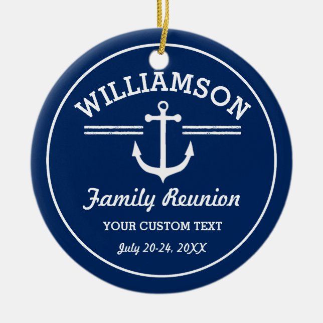 Nautiskt ankra stranden för kryssning för julgransprydnad keramik (Framsidan)