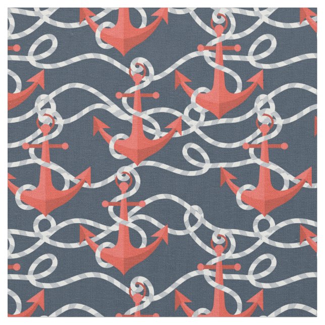 Nautiskt ankrar och repmönster tyg (Närbild)