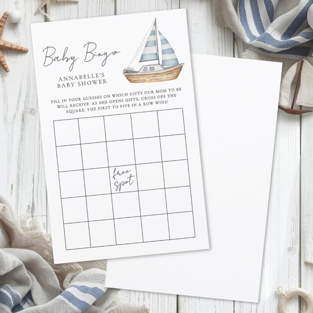 Nautiskt baby shower bingo-spel (Nautical Baby Shower Bingo Game)