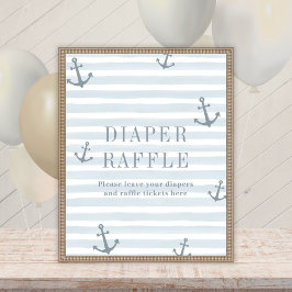 Nautiskt babyskor Diaper Raffle Bord-tecken Poster