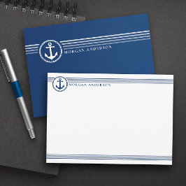 Nautiskt båtens anpassade namn Blå marinblå Anteckningskort