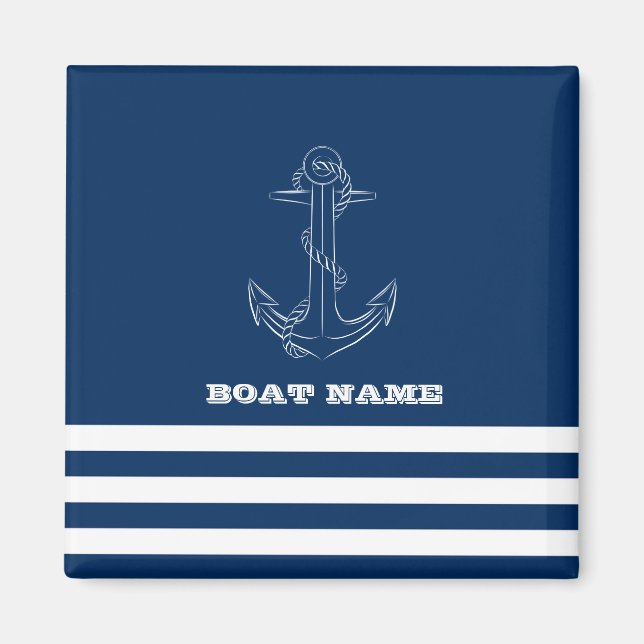 Nautiskt båtfälge, marinblå randiga sjöman magnet (Framsidan)
