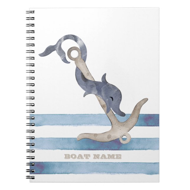 Nautiskt båtnamn, Ankar Delfin Ränder Anteckningsbok (Framsidan)
