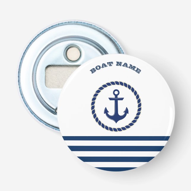 Nautiskt båtnamn, Ankar Marinblå Randig Flasköppnare (Framsidan)