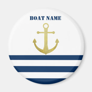 Nautiskt båtnamn, Guldankare Marinblå ränder Magnet